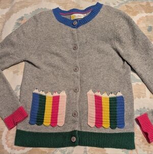 Mini Boden Cardigan with Crochet Pencil Pockets